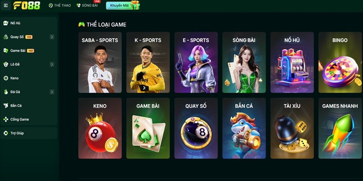 Hạng mục game cược đa thể loại chỉ có tại Fo88