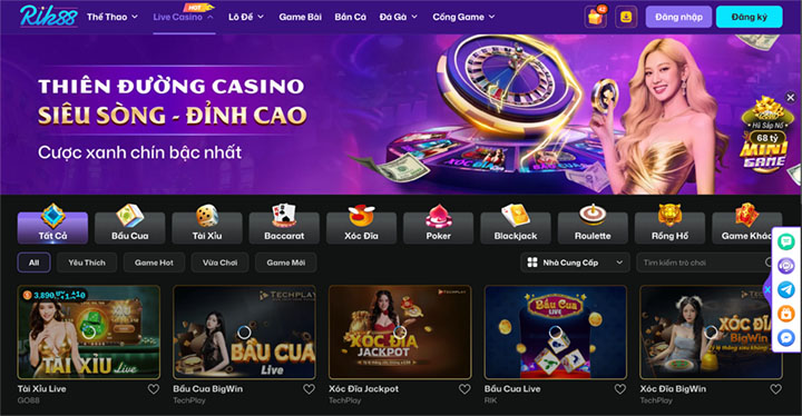 Live Casino Rik88 – Trải nghiệm sòng bài chuẩn Las Vegas