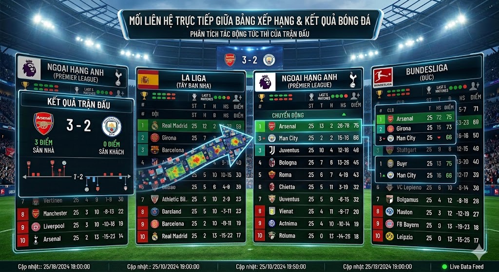 Mối liên hệ giữa bảng xếp hạng và kết quả bóng đá
